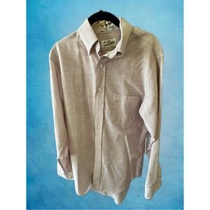 Vintage Sears Roebuck Mens Red White Striped Button Down Shirt‎ 15.5 34/35 USA